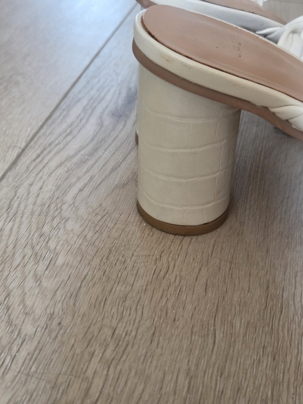 Braided Double-Strap Slide Heels in White - Women - Picture 3 of 6